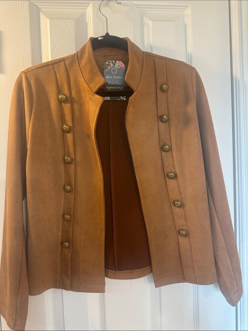 Women’s Tan Military-Style Button Jacket. New